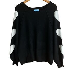 CeCe Black Sweater with White Heart Accents
